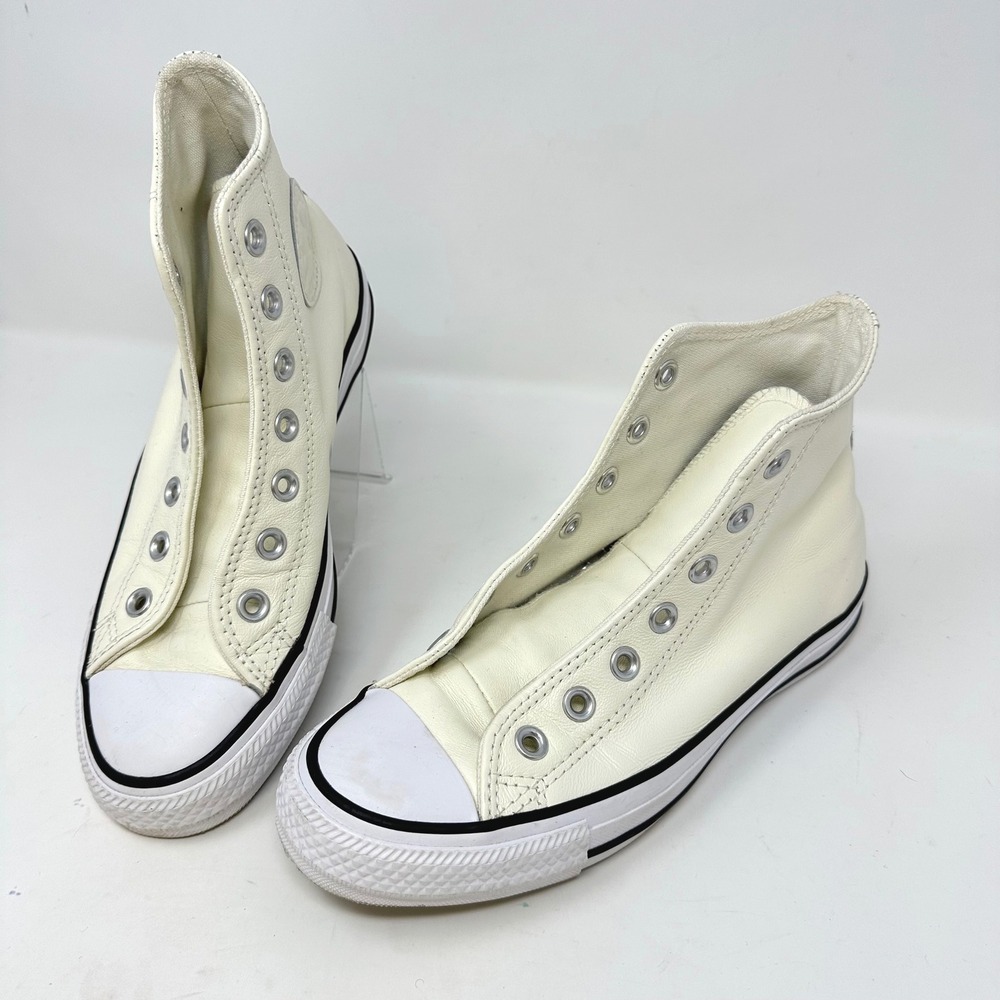 Converse Chuck Taylor All Star‎ Leather High Top Sneaker Cream Size 6.5
